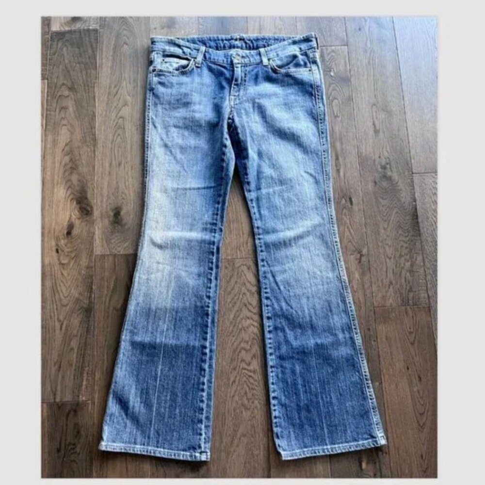 7 For All Mankind Lexie Bootcut Jeans Size 30x31 Petite "A" Pocket Denim Flare - Picture 2 of 6
